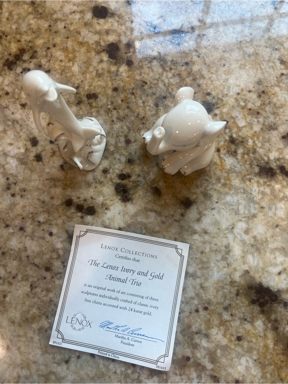 Vintage Lenox 24K Porcelain Elephant and Dolphin Figurines - Picture 14 of 15